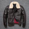 Air Force Flight Jacket Fur Collar Genuine Top Layer Cow Leather Jacket Men Black Brown Cow Coat Men's Winter Jacket 정품 가죽 - Image 3