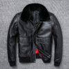 Air Force Flight Jacket Fur Collar Genuine Top Layer Cow Leather Jacket Men Black Brown Cow Coat Men's Winter Jacket 정품 가죽 - Image 6