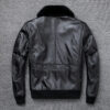 Air Force Flight Jacket Fur Collar Genuine Top Layer Cow Leather Jacket Men Black Brown Cow Coat Men's Winter Jacket 정품 가죽 - Image 7