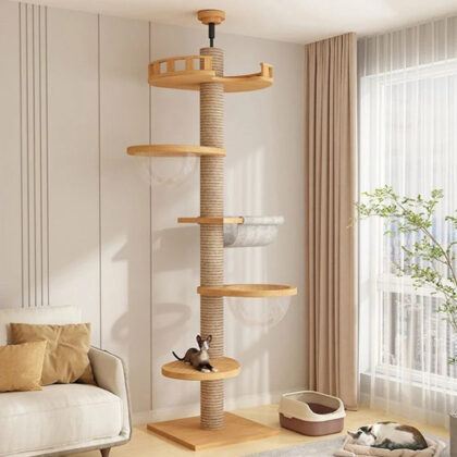 Solid Wooden Adjustable Multilayer Cat Tree Tower for Kittens and Pets Furniture