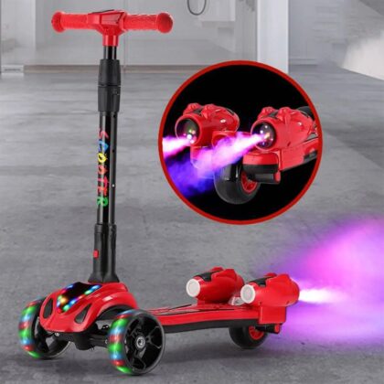 Folding Adjustable Kick Scooters for Kids, 3 Wheel Electric Light Spray, Children’s Foot Scooters, High Quality