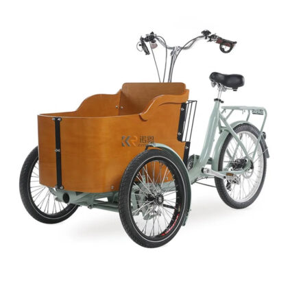 Mini Mobile 3-Wheel Adult Cargo Bike with Wood Box – Perfect for Shopping, Carrying Kids, Pets & More